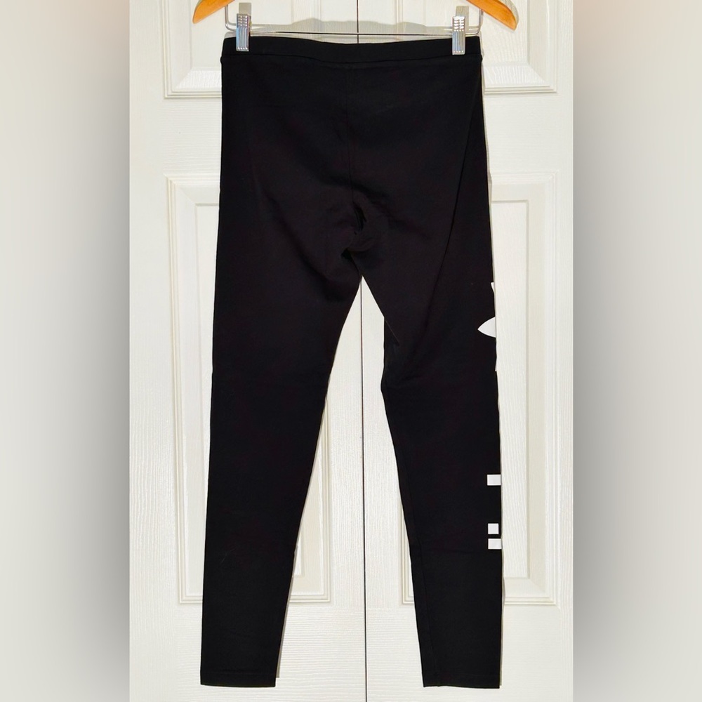 Women’s Black Adidas leggings with White Logo on Leg - Picture 2 of 3